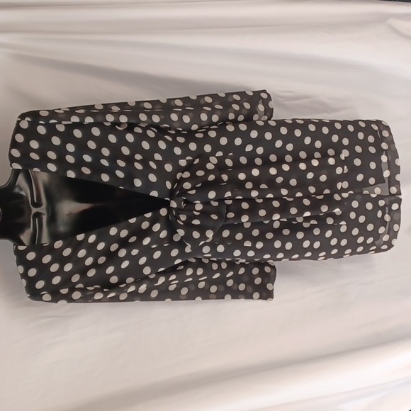 Vtg Dennis Goldsmith Black/white polkadot 80's Dress, open back, lined - Picture 4 of 8